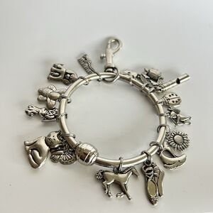 Green Rhino Key Bracelet Charm Holder Silver Tone Animals Flowers Key Ring